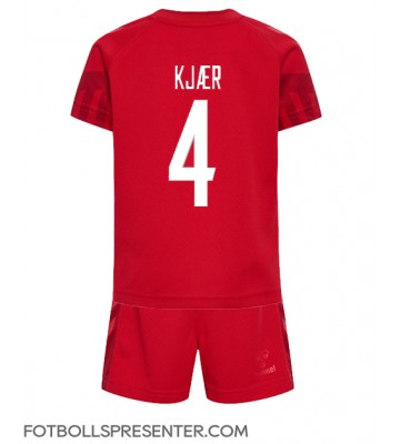 Danmark Simon Kjaer #4 Hemmatröja Barn VM 2022 Kortärmad (+ korta byxor)